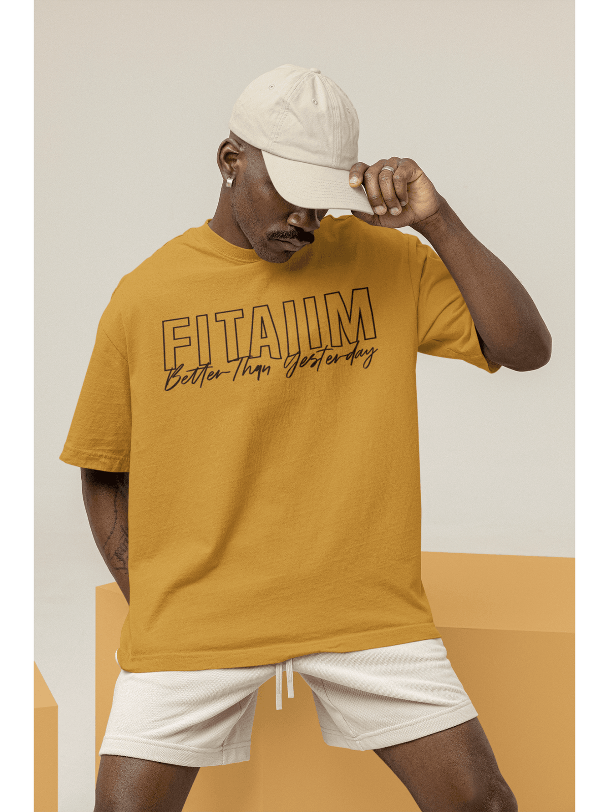 Oversized Men T-Shirt Mustard Yellow - Fitaiim
