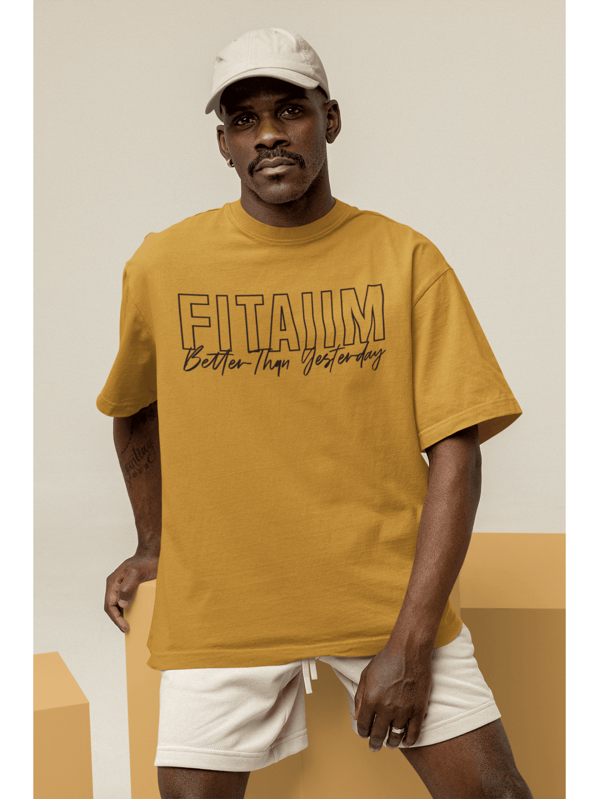 Oversized Men T-Shirt Mustard Yellow - Fitaiim