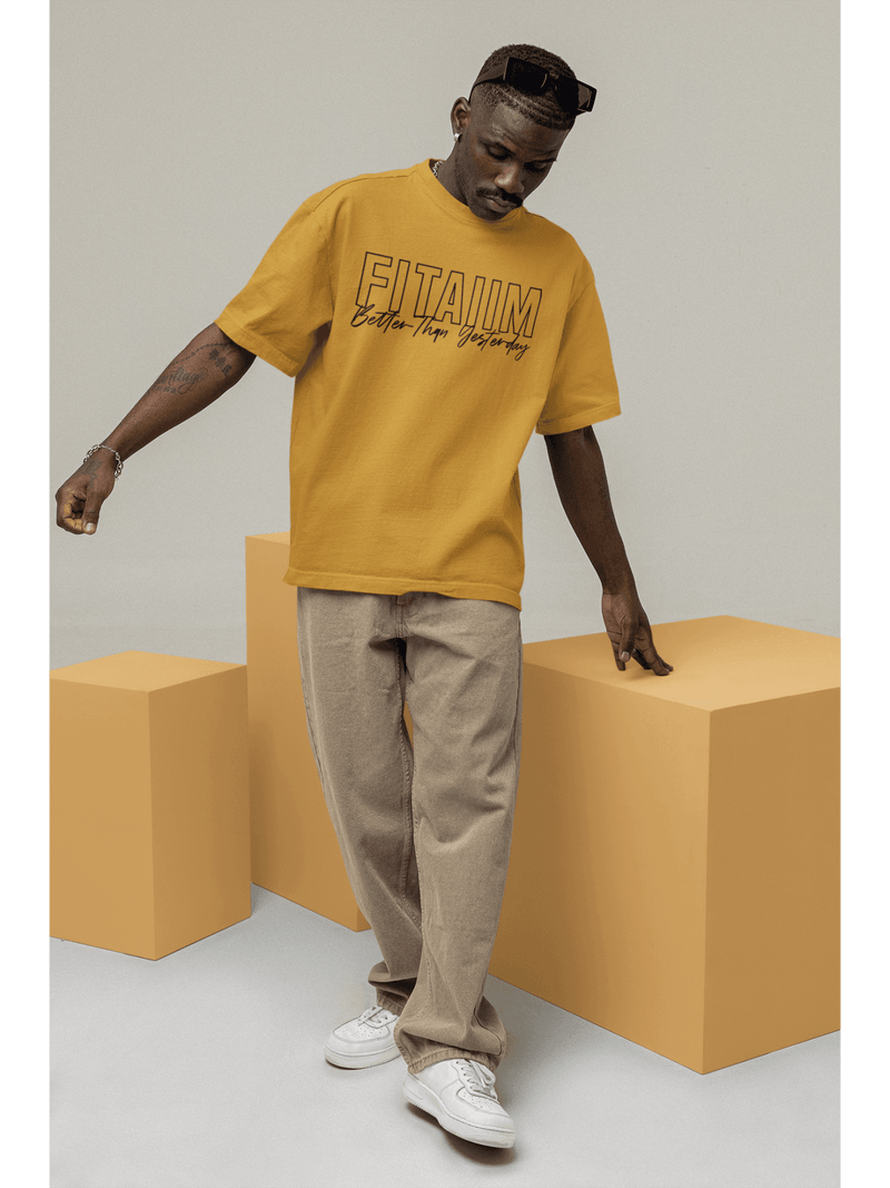Oversized Men T-Shirt Mustard Yellow - Fitaiim