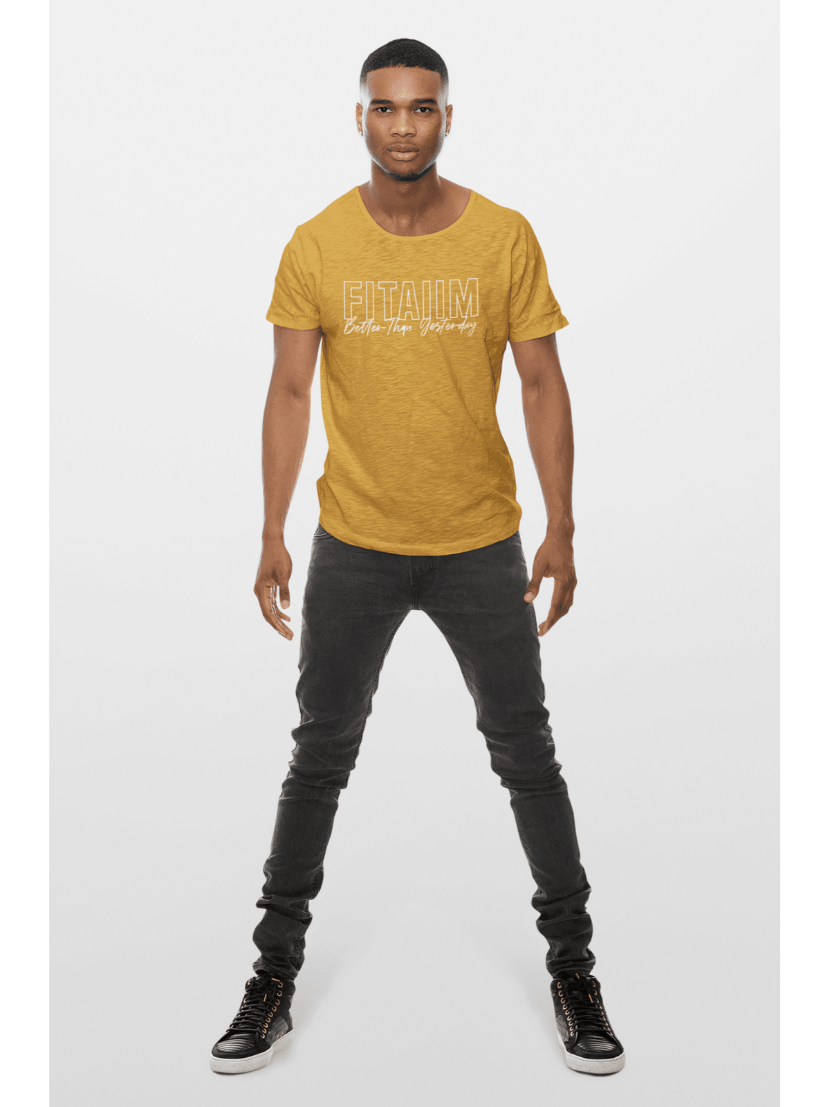Round Neck T-shirt Mustard Yellow - Fitaiim