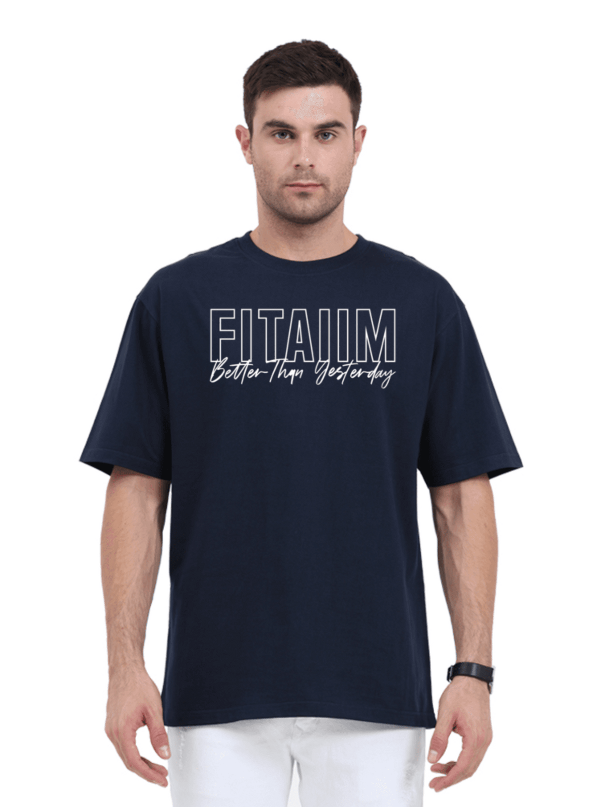 Oversized Men T-Shirt Navy Blue - Fitaiim