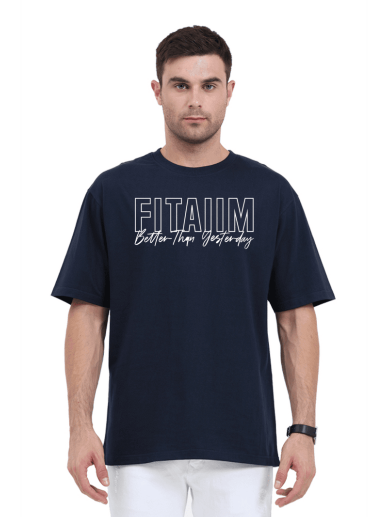 Oversized Men T-Shirt Navy Blue - Fitaiim