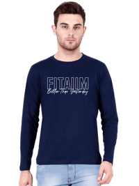 Round Neck Full Sleeve T-Shirt Navy Blue - Fitaiim