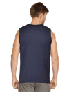 Round Neck Sleeveless Men Tank Navy Blue - Fitaiim