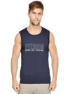 Round Neck Sleeveless Men Tank Navy Blue - Fitaiim