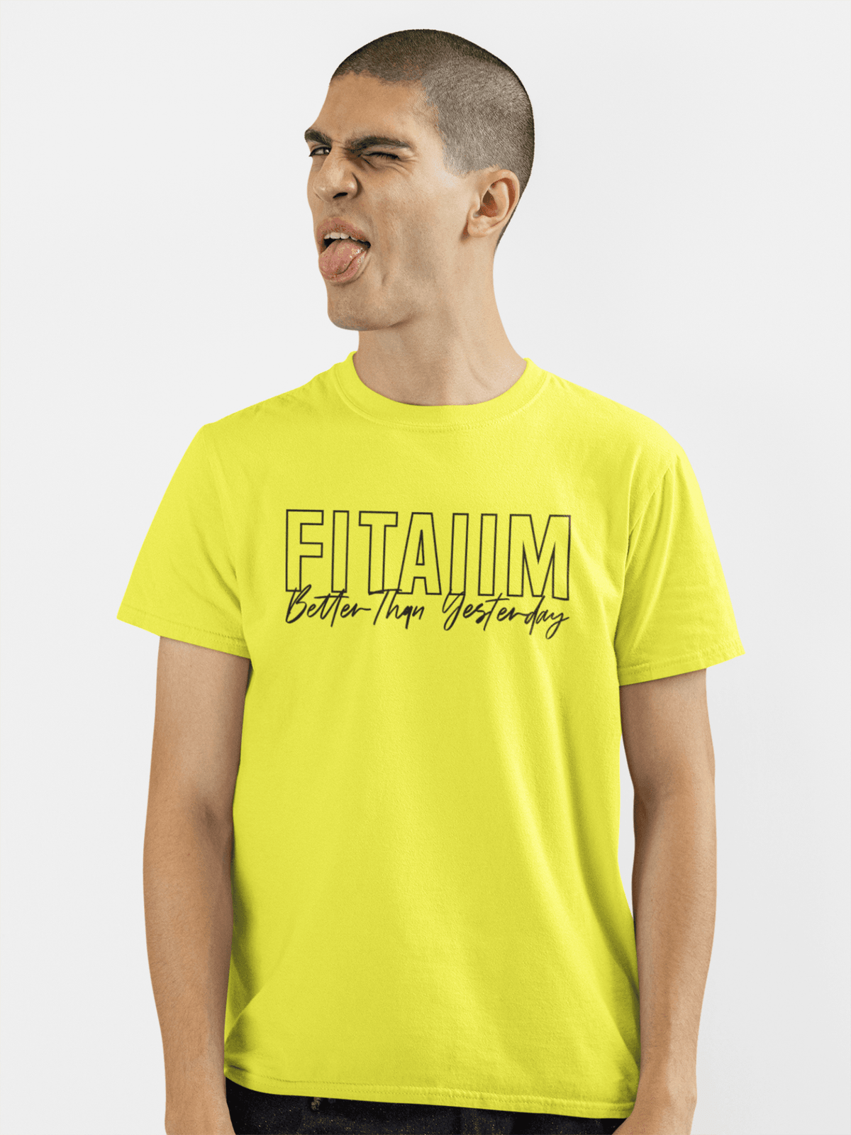 Round Neck T-shirt New Yellow - Fitaiim