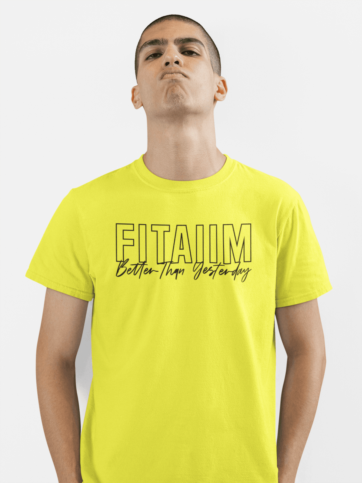 Round Neck T-shirt New Yellow - Fitaiim