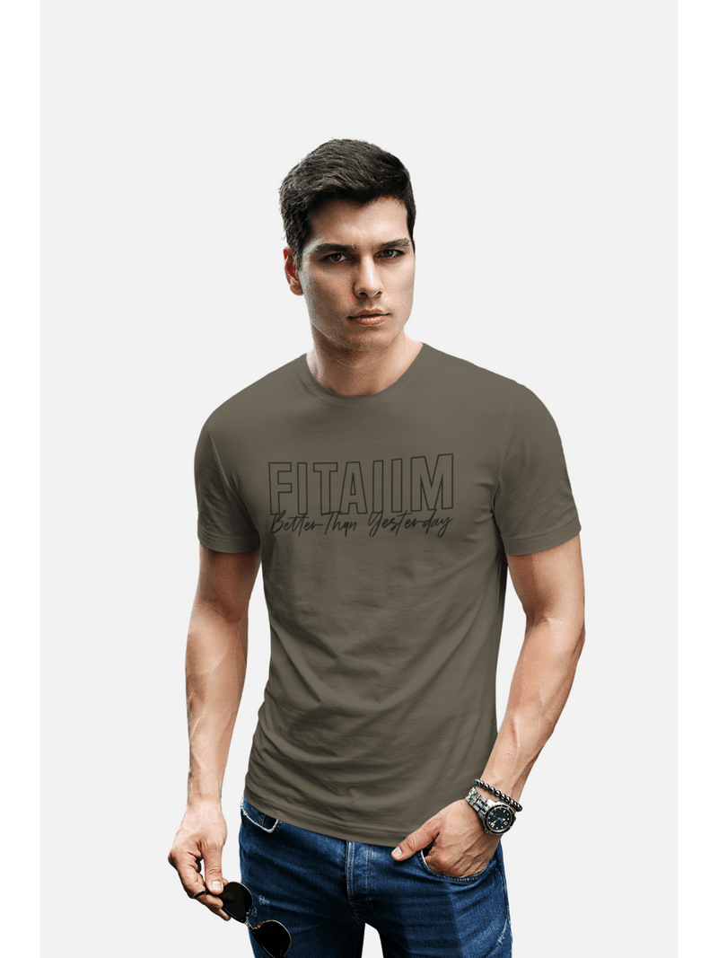 Round Neck T-shirt Olive Green - Fitaiim