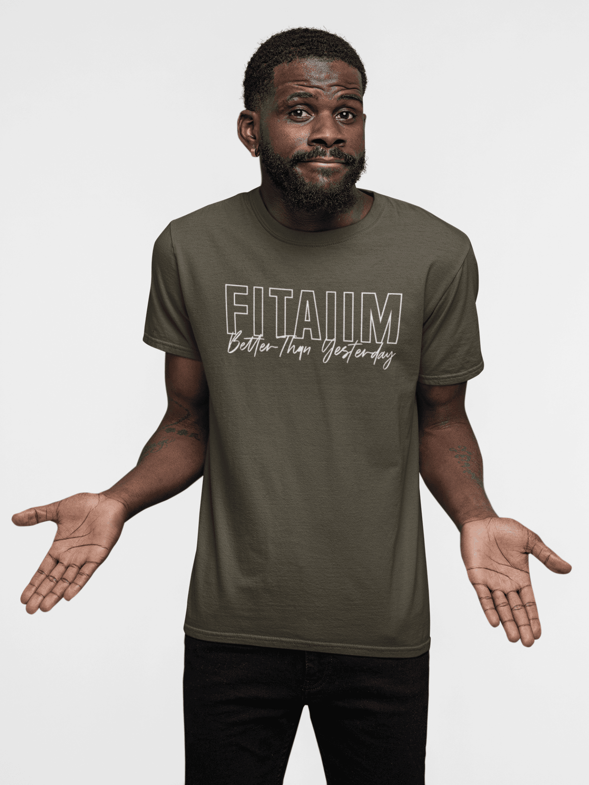Round Neck T-shirt Olive Green - Fitaiim