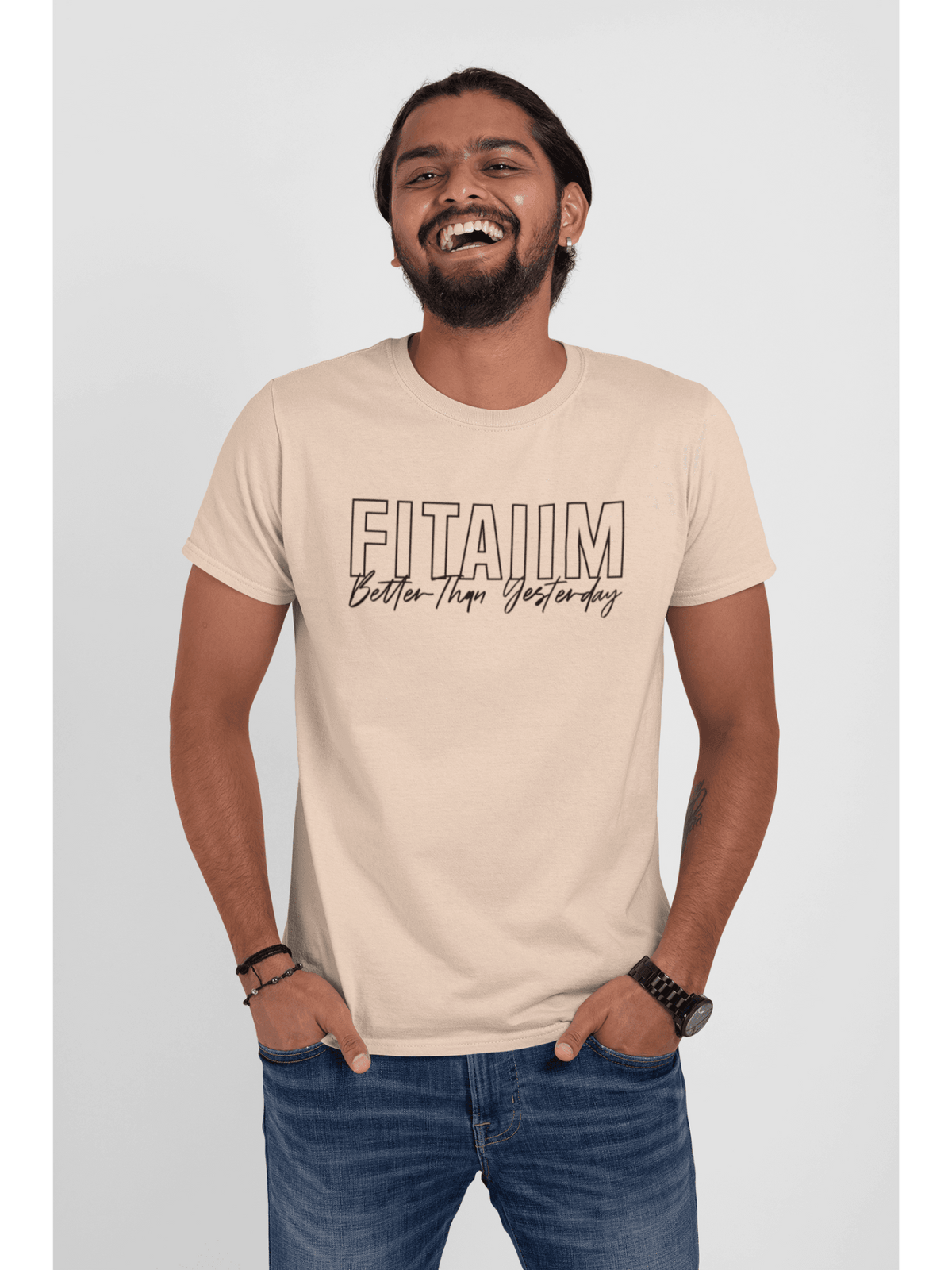 Round Neck T-shirt Peach - Fitaiim