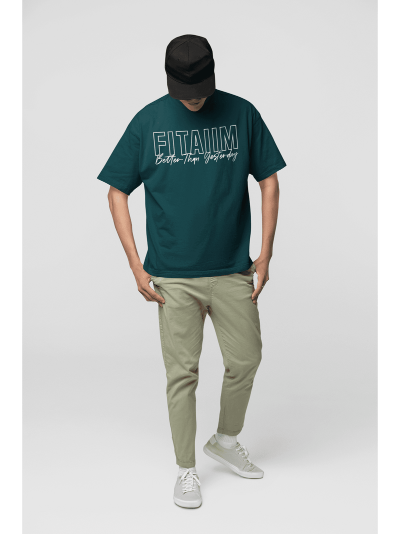 Oversized Men T-Shirt Petrol Blue - Fitaiim