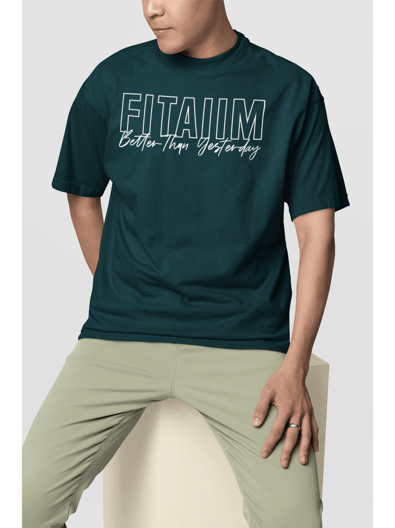 Oversized Men T-Shirt Petrol Blue - Fitaiim
