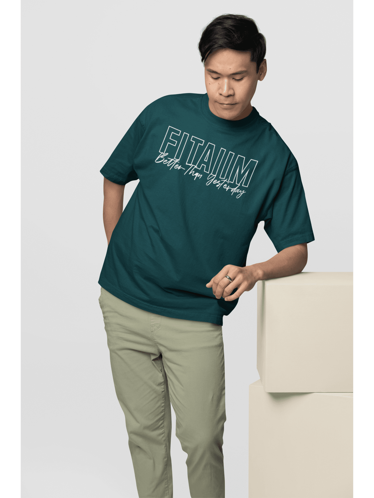 Oversized Men T-Shirt Petrol Blue - Fitaiim