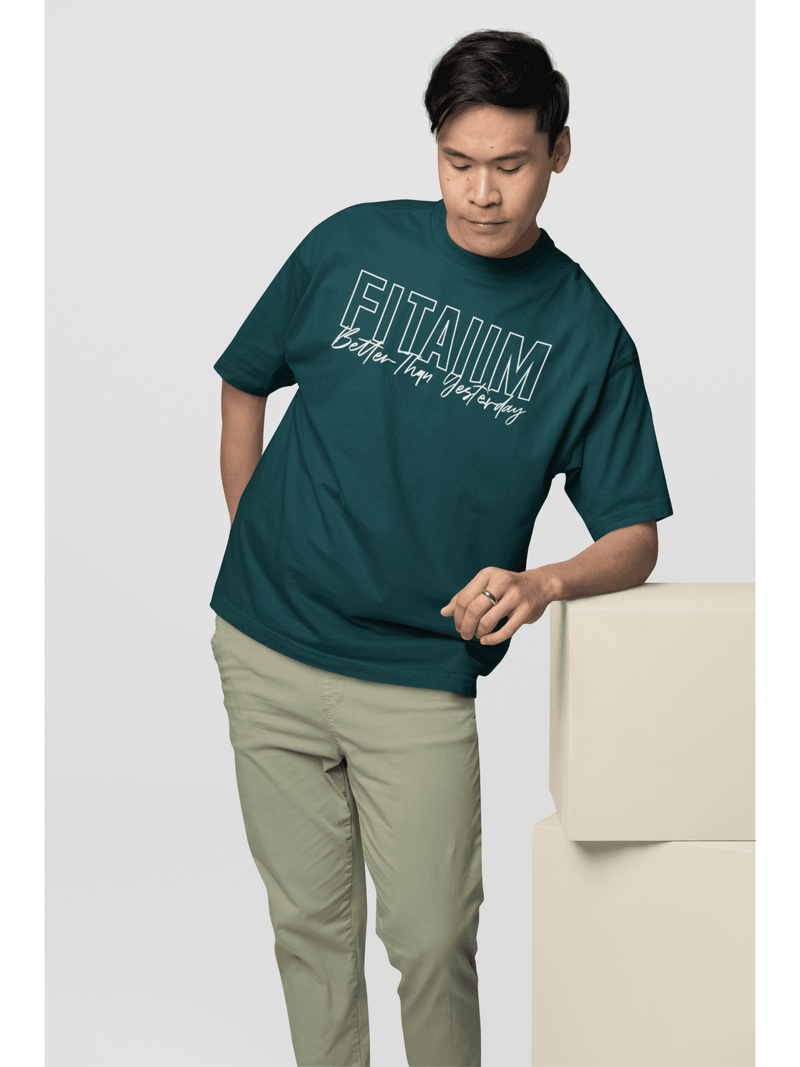 Oversized Men T-Shirt Petrol Blue - Fitaiim