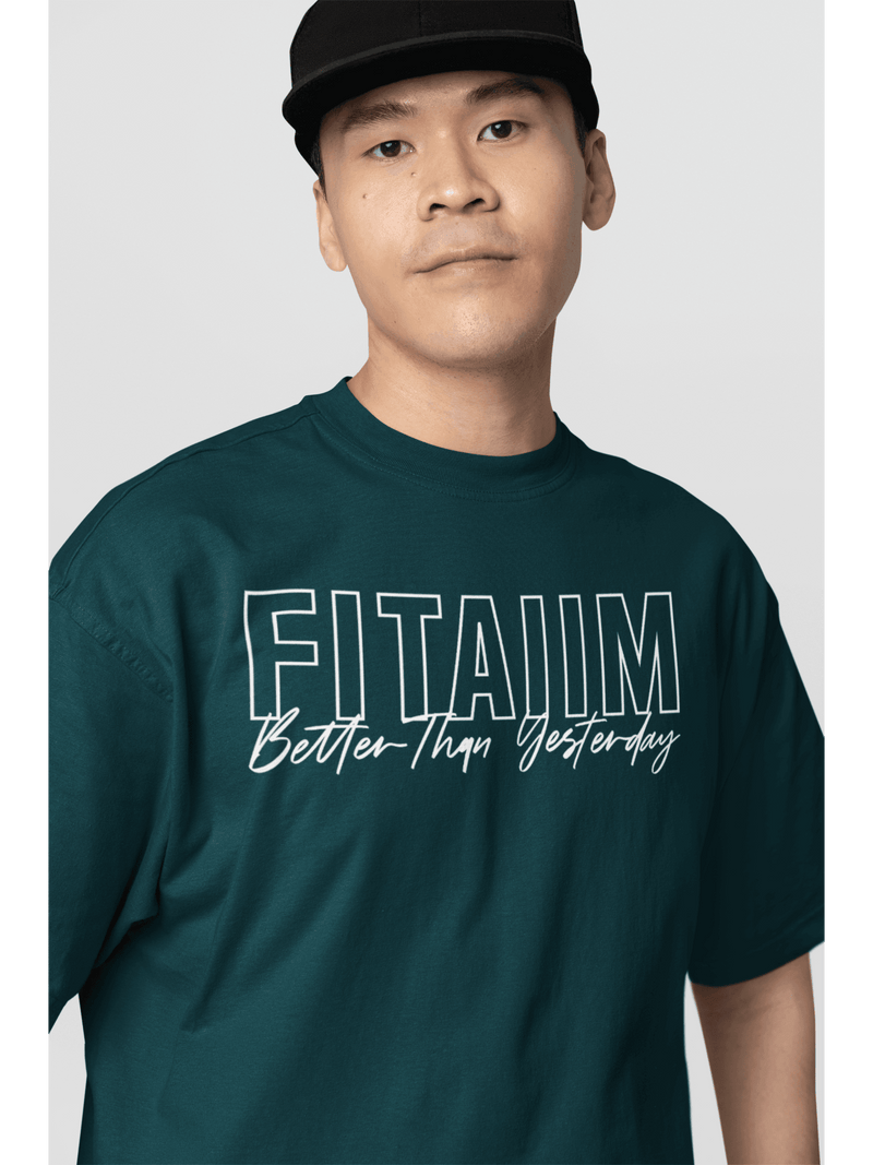 Oversized Men T-Shirt Petrol Blue - Fitaiim