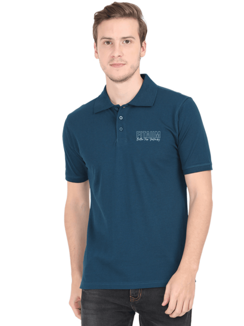Polo Men T-shirt Petrol Blue - Fitaiim