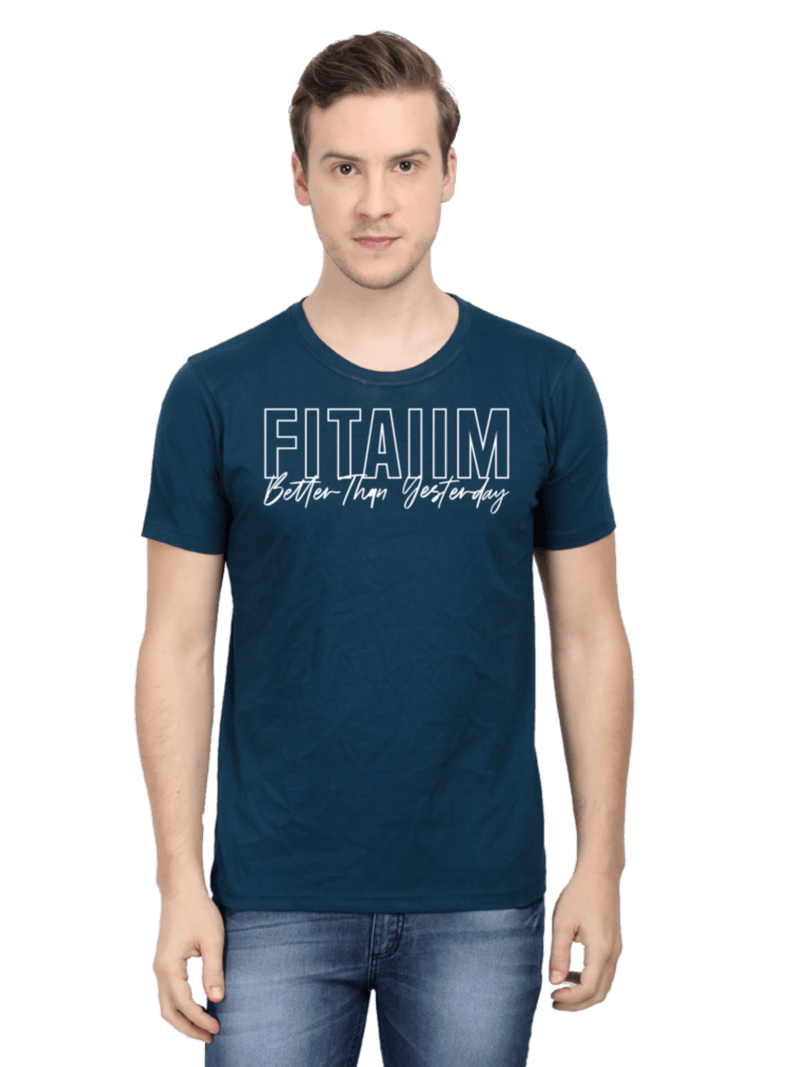 Round Neck T-shirt Petrol Blue - Fitaiim