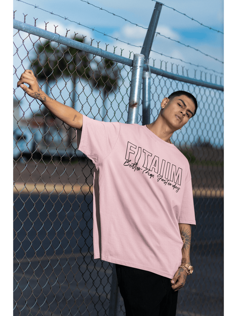 Oversized Men T-Shirt Pink - Fitaiim