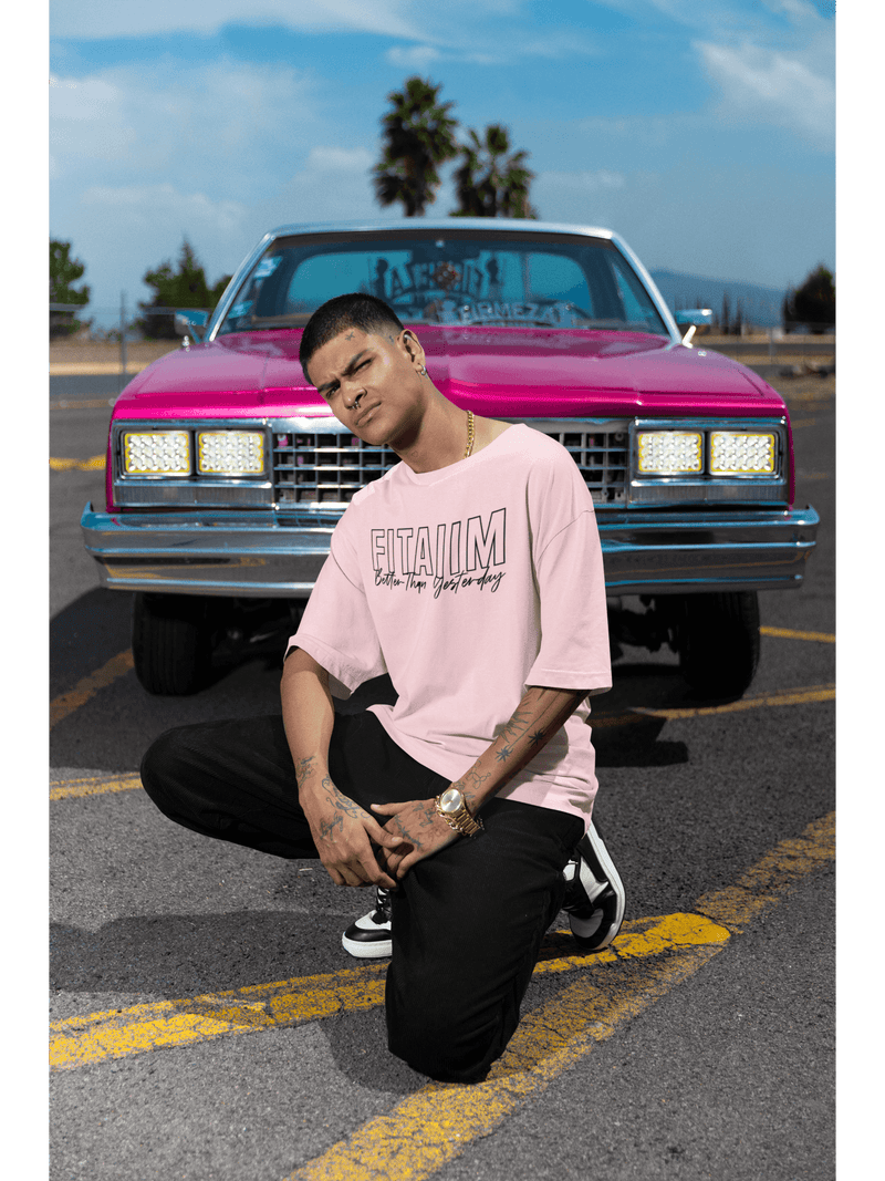 Oversized Men T-Shirt Pink - Fitaiim