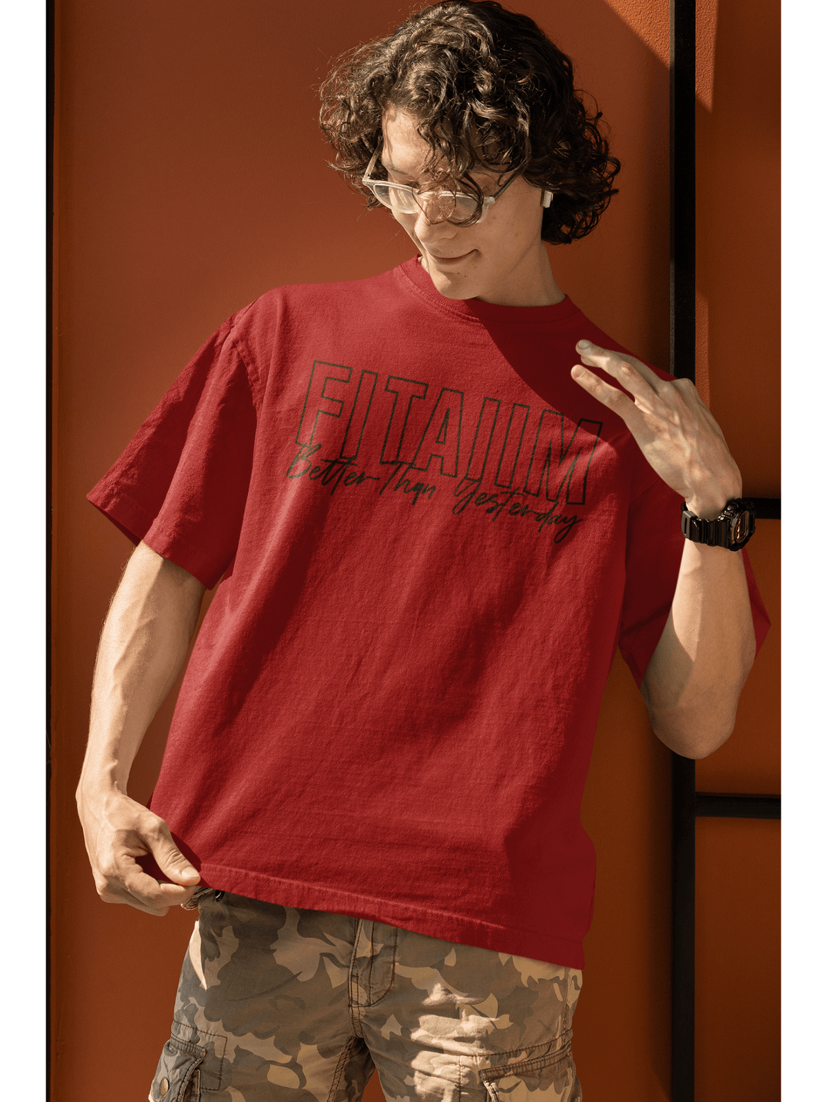 Oversized Men T-Shirt Red - Fitaiim