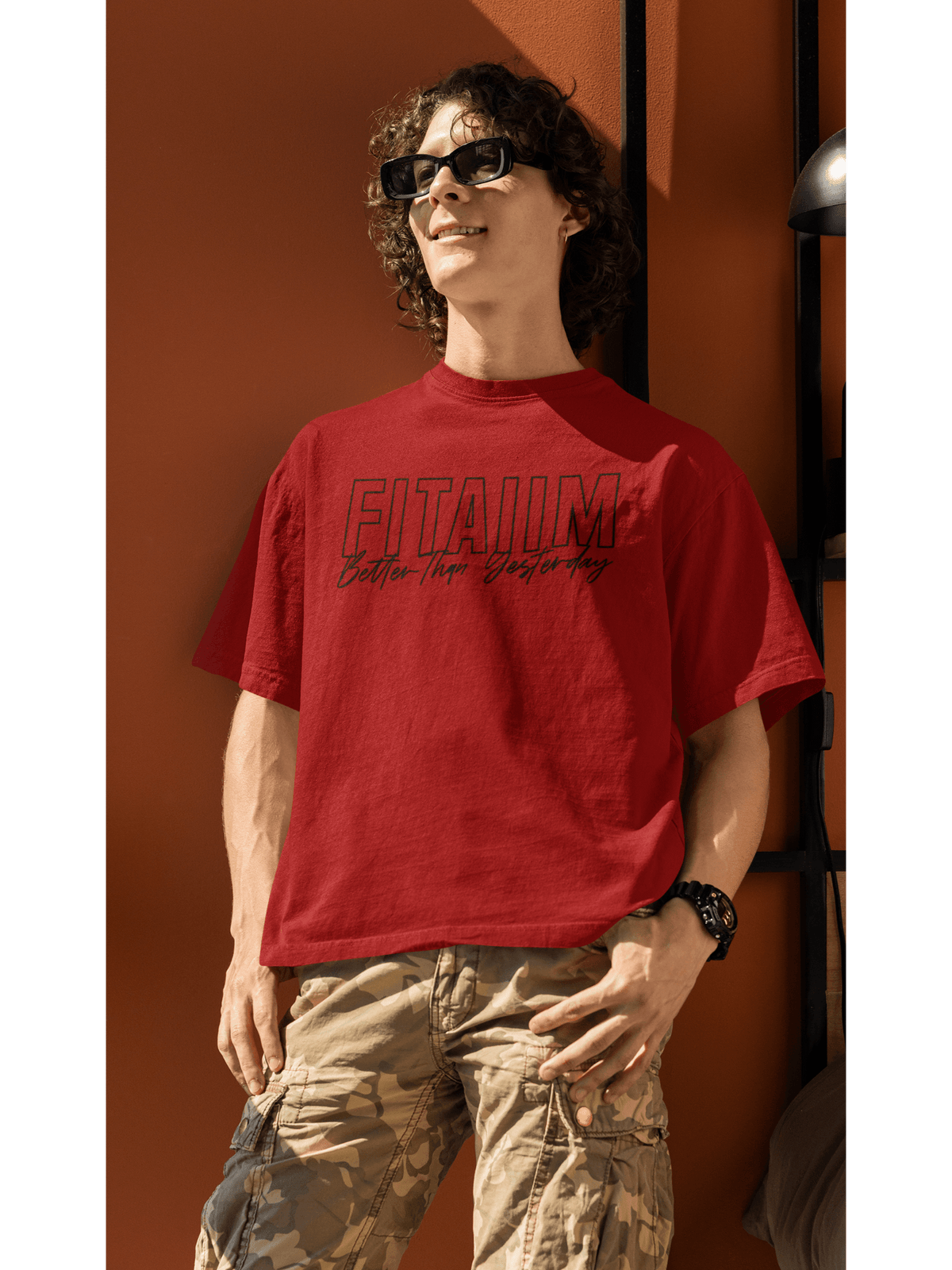 Oversized Men T-Shirt Red - Fitaiim