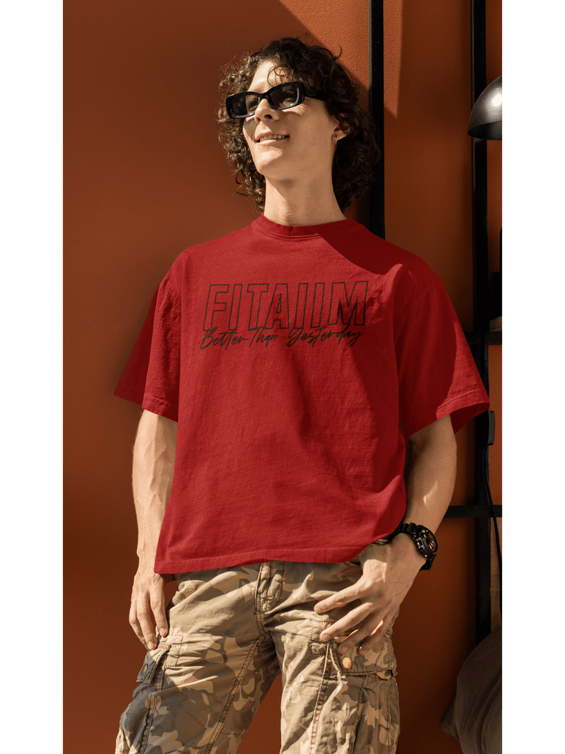 Oversized Men T-Shirt Red - Fitaiim