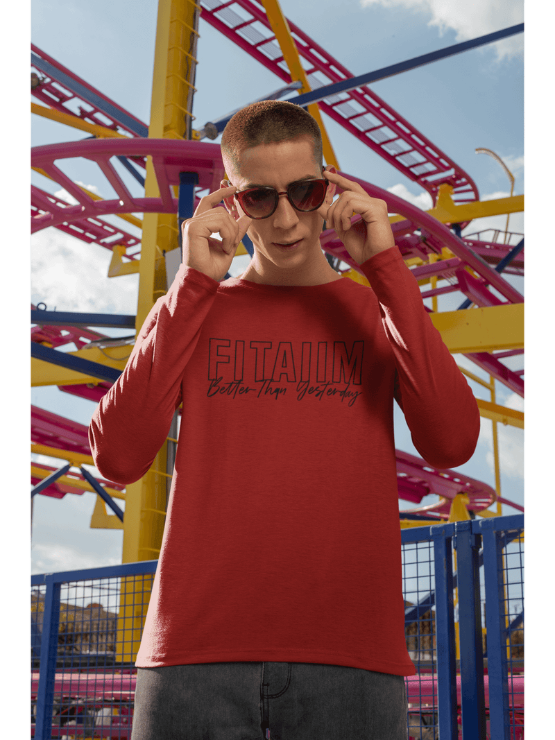 Round Neck Full Sleeve T-Shirt Red - Fitaiim