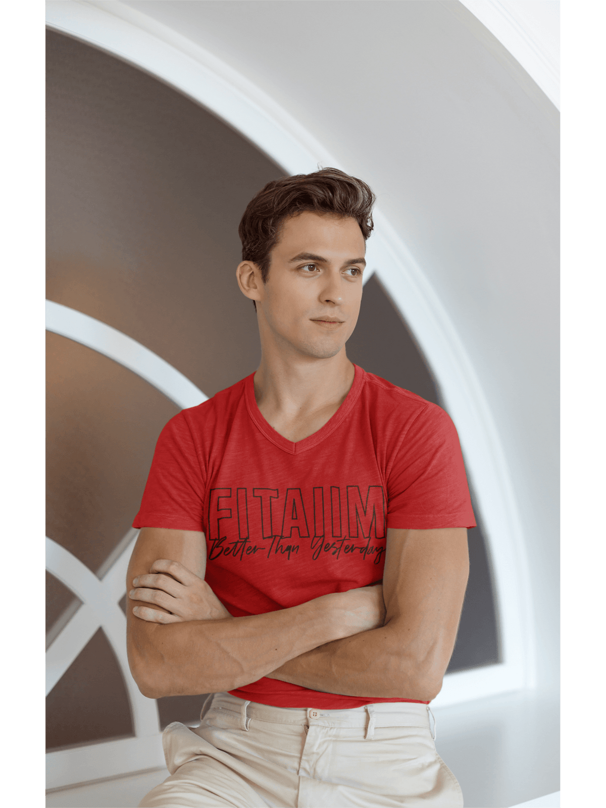 V-Neck T-shirt Red - Fitaiim