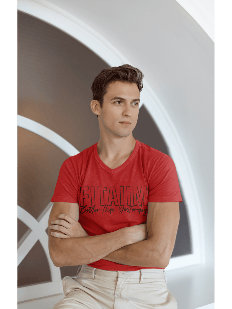 V-Neck T-shirt Red - Fitaiim