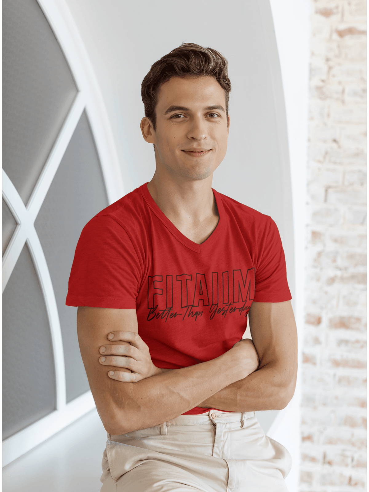 V-Neck T-shirt Red - Fitaiim