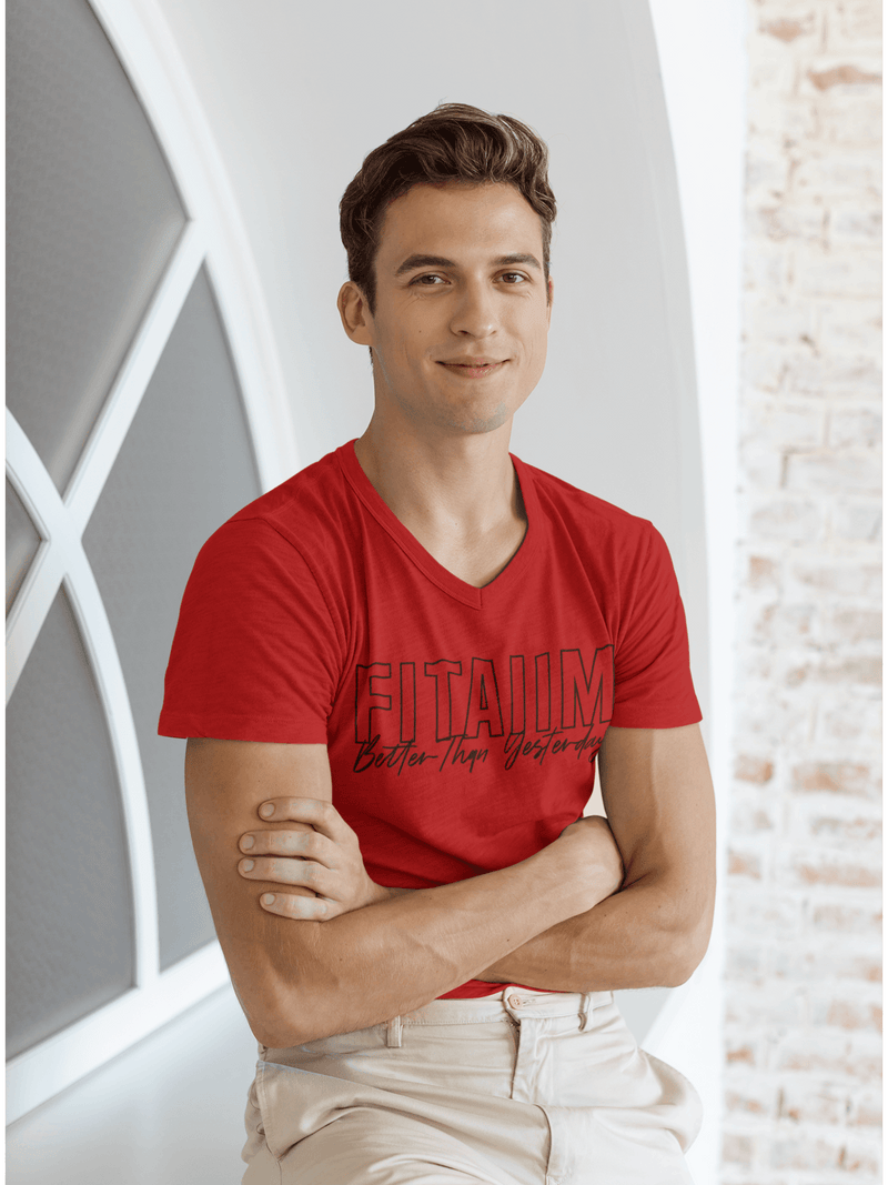V-Neck T-shirt Red - Fitaiim