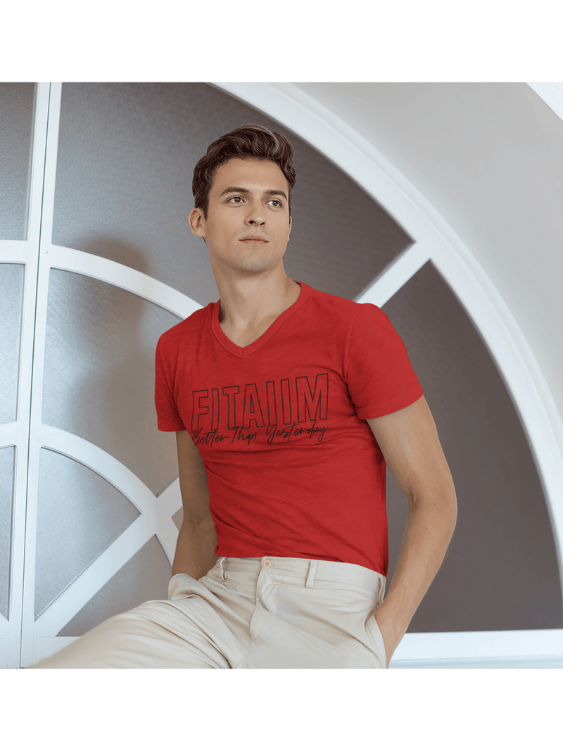 V-Neck T-shirt Red - Fitaiim
