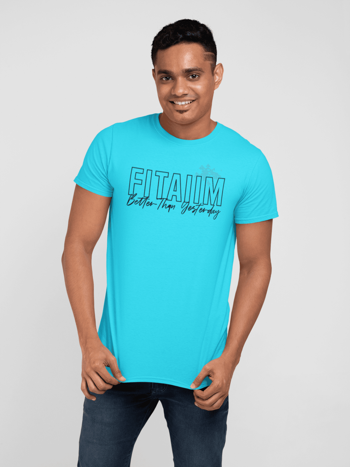 Round Neck T-shirt Sky Blue - Fitaiim