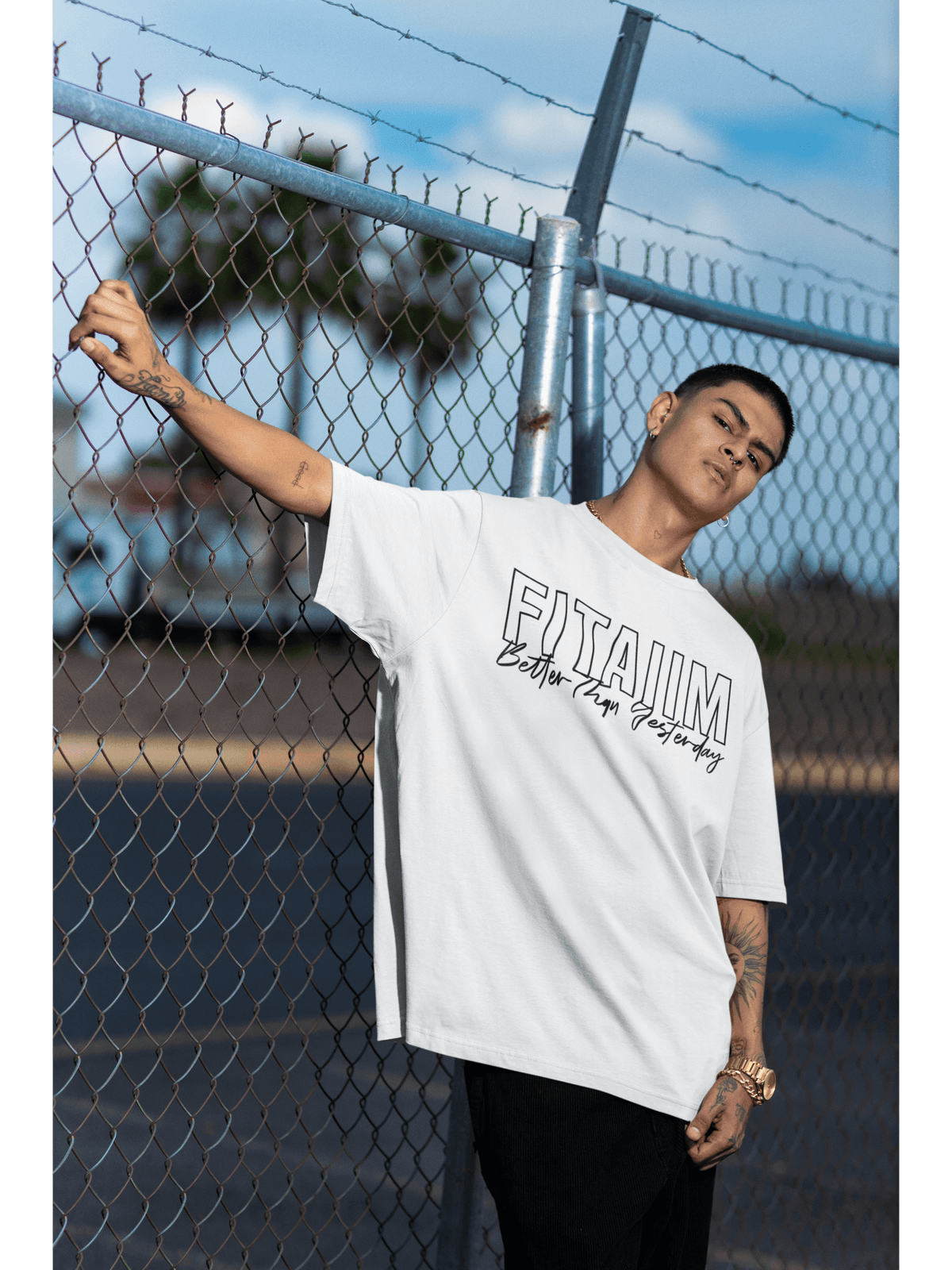 Oversized Men T-Shirt White - Fitaiim