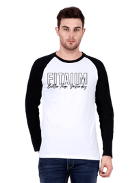 Raglan Full Sleeve T-Shirt White - Fitaiim