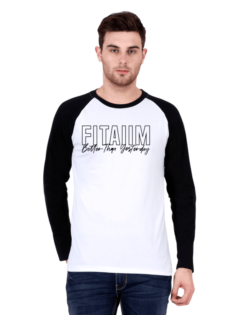 Raglan Full Sleeve T-Shirt White - Fitaiim