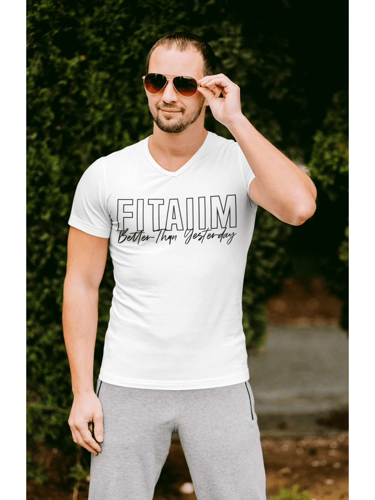 V-Neck T-shirt White - Fitaiim
