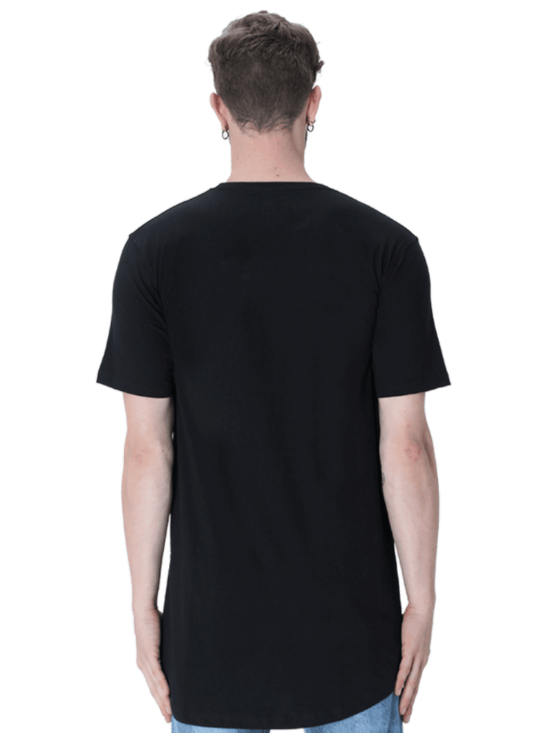 Essential Longline Curved T-Shirt Black - Fitaiim