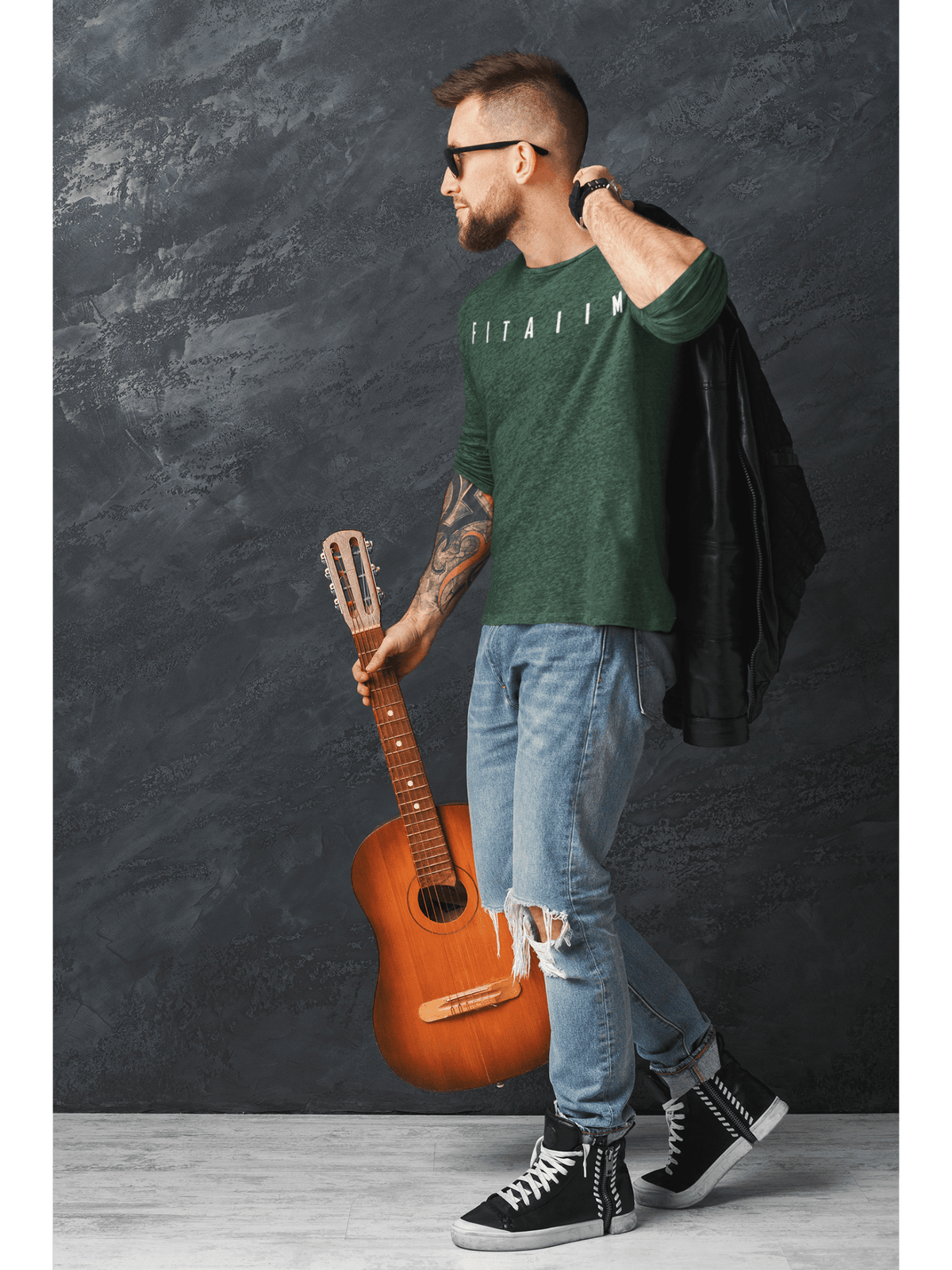 Essential Round Neck Full Sleeve T-Shirt Bottle Green - Fitaiim