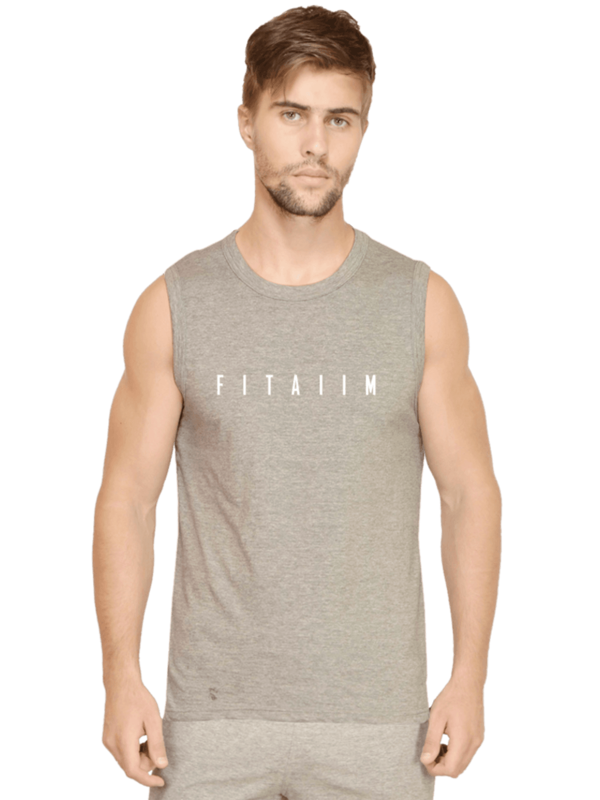 Essential Round Neck Sleeveless Tank Grey - Fitaiim