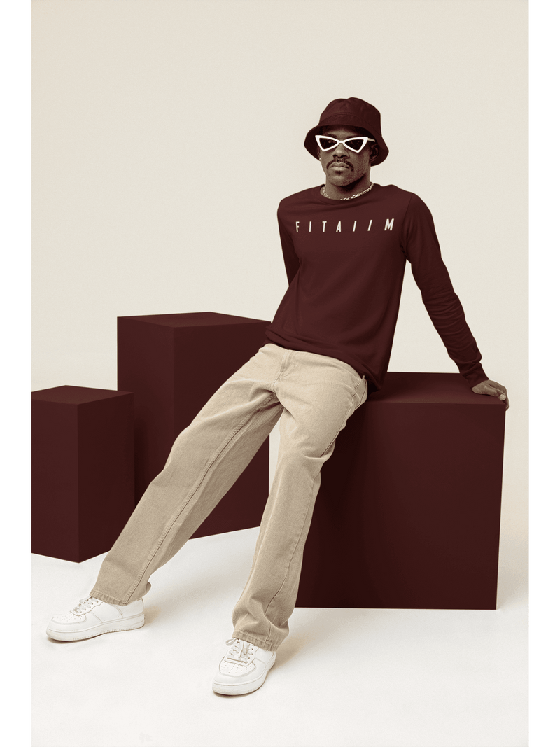 Essential Round Neck Full Sleeve T-Shirt Maroon - Fitaiim