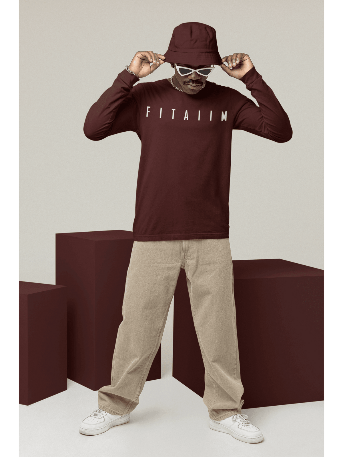 Essential Round Neck Full Sleeve T-Shirt Maroon - Fitaiim