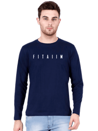 Essential Round Neck Full Sleeve T-Shirt Navy Blue - Fitaiim