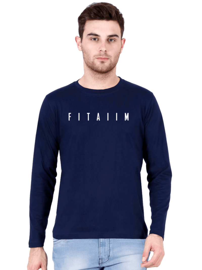 Essential Round Neck Full Sleeve T-Shirt Navy Blue - Fitaiim