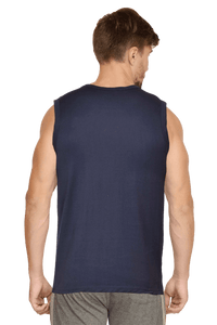 Essential Round Neck Sleeveless Tank Navy Blue - Fitaiim
