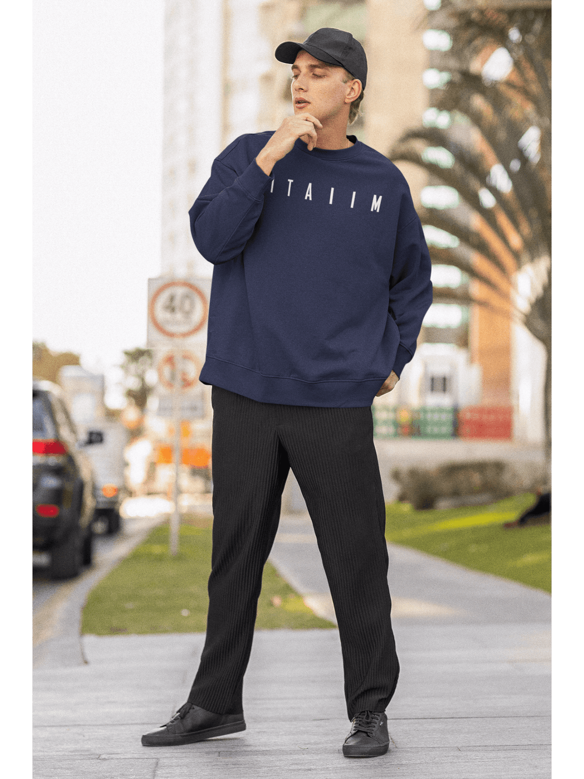 Essential Oversized Sweatshirt Navy Blue - Fitaiim
