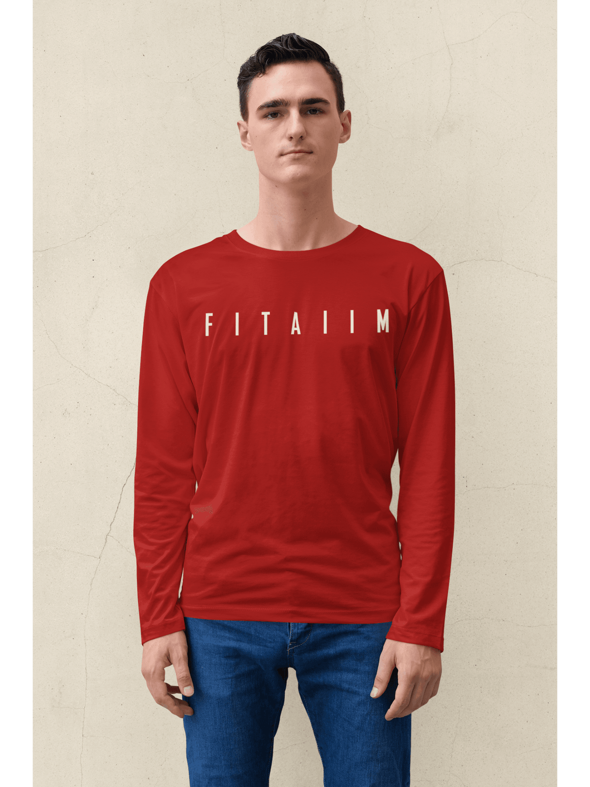 Essential Round Neck Full Sleeve T-Shirt Red - Fitaiim