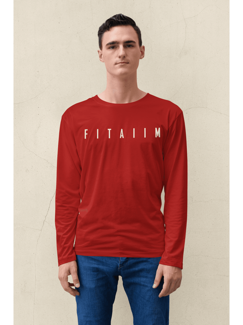Essential Round Neck Full Sleeve T-Shirt Red - Fitaiim