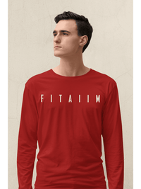 Essential Round Neck Full Sleeve T-Shirt Red - Fitaiim