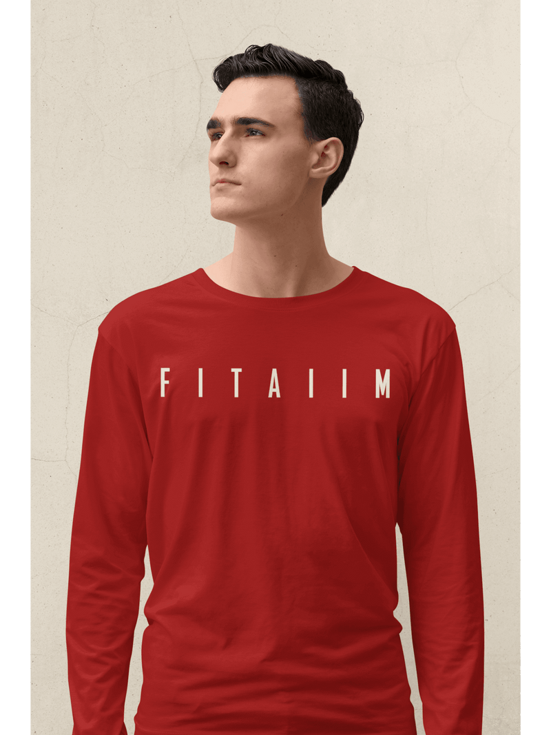 Essential Round Neck Full Sleeve T-Shirt Red - Fitaiim